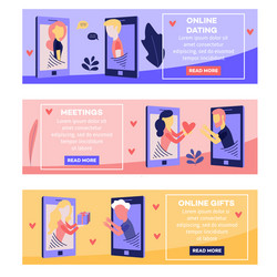 Love chat online dating banners set vector