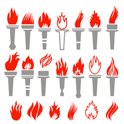 Set of torch icon isolated vector