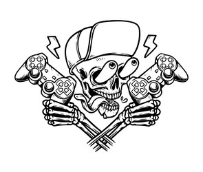 Skull with Game Controller vector image