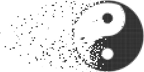 Yin yang dissolved pixel icon vector