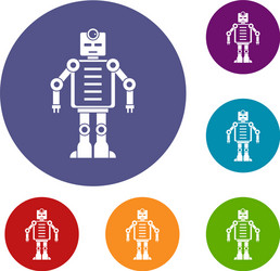 artificial intelligence robot icons set vector image