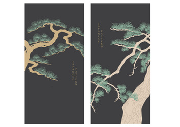 japanese background with line bonsai tree pattern vector image