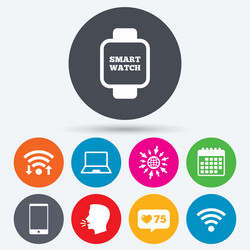 notebook and smartphone icon smart watch symbol vector image