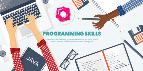 programmingcoding flat computing background vector image