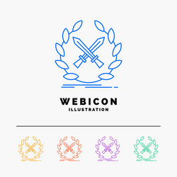 Battle emblem game label swords 5 color line web vector