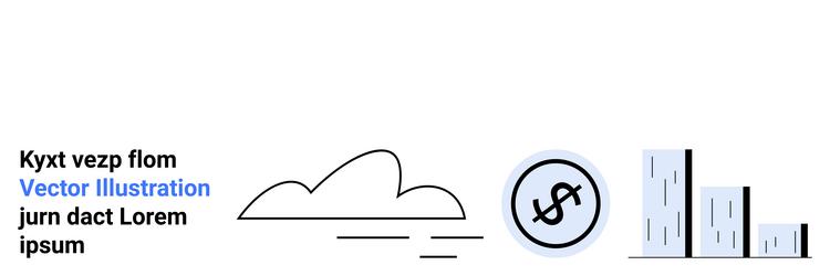 cloud dollar coin and bar graph representing vector image