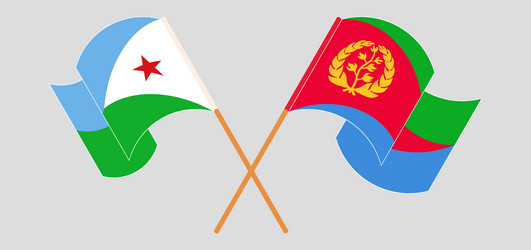 crossed and waving flags of djibouti eritrea vector image