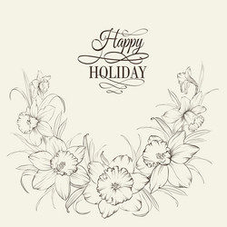 Elegant Narcissus Flowers Sketch Vector Image