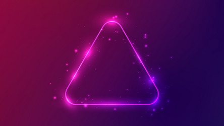 neon rounded triangle frame with shining effects vector image