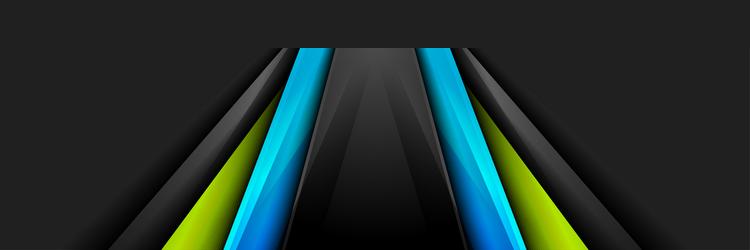 blue and green glossy stripes on dark abstract vector