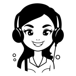 call center operator with headset in a flat style vector image