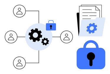 data security and network configuration with user vector image