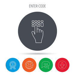 enter pin code icon click hand pointer sign vector