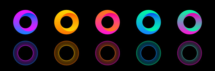 Gradient circles collection round 3d shapes vector