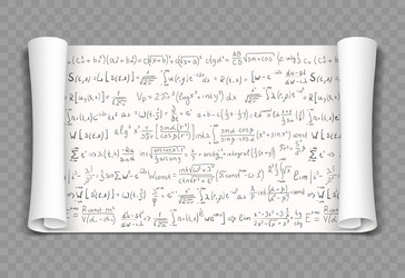 scroll of paper with mathematical formulas vector image