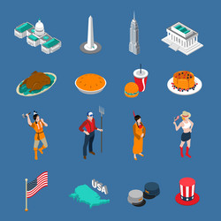 usa touristic icons set vector