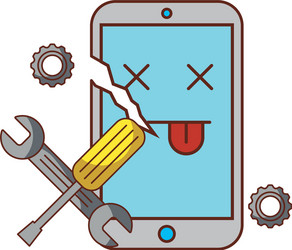 broken cellphone error support tools vector image