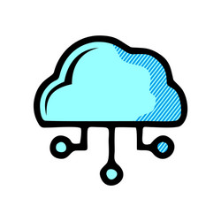 cloud icon with circuit pattern in circle iconic vector image