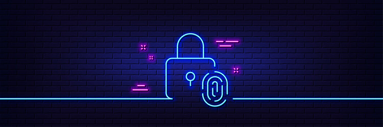 fingerprint lock line icon finger print scan sign vector image