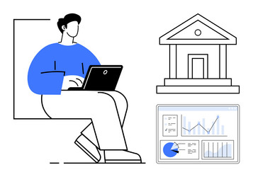 man using laptop for financial analysis vector image