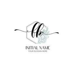 modern botanical fk initial logo collection vector image
