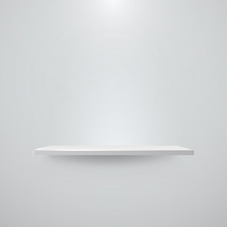 Shelf with light and shadow on empty white wall vector