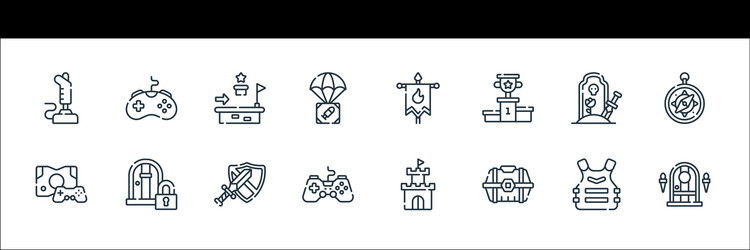 videogame line icons linear set quality vector image