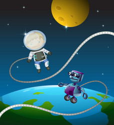 an astronaut and a robot vector