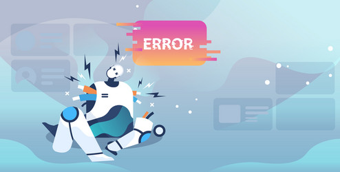 broken robot showing error artificial intelligence vector image