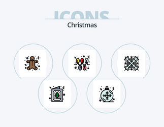 christmas line filled icon pack 5 design vector