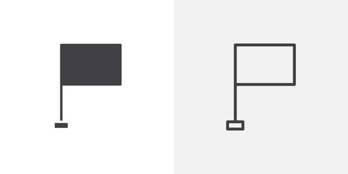 flag icons in black fill and liner versions vector image