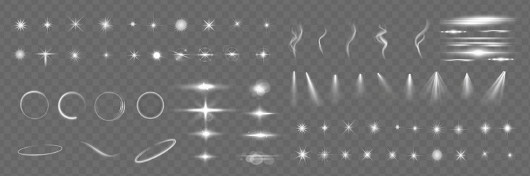 light effect set glow isolated white transparent vector image