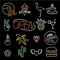 Neon Signage Collection Vector Image