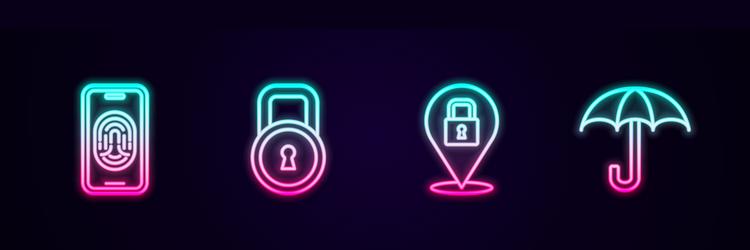 set line mobile with fingerprint scanner lock vector image