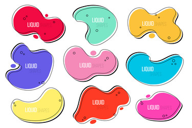 set of liquid shapes element graphic abstract vector