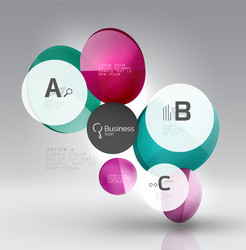 shiny circles with text in 3d space vector image