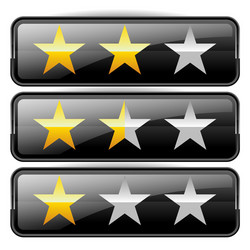 star rating graphics with 3 stars for review vector