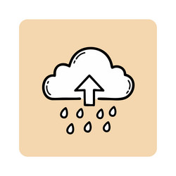cloud upload icon with rain drops on beige vector image