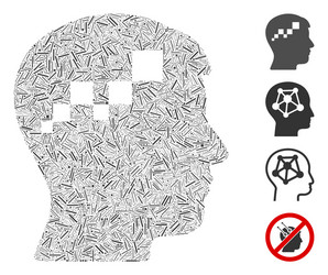 linear brain blockchain icon mosaic vector image