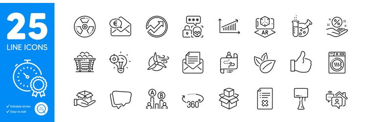 Outline icons set like chart and 360 degrees vector