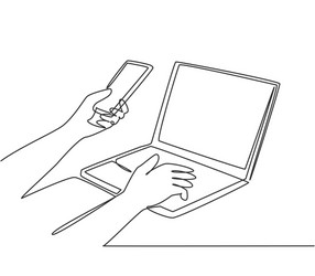 Secure Login - Continuous Line vector image