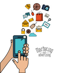 white background with people using a smartphone vector image