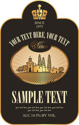 wine label with a picture of vineyard vector