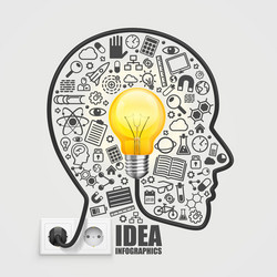 Brain with Lightbulb vector image