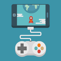 Mobile gaming flat isometric concept Royalty Free Vector