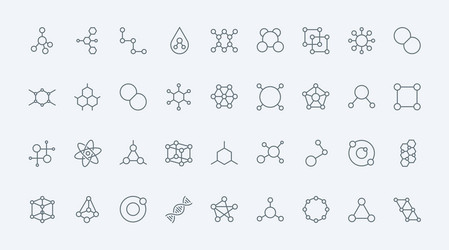 Molecular Structure Icons - Thin Line vector image
