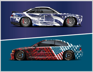 Racing Car Vinyl Wrap - Abstract Design Vector Image