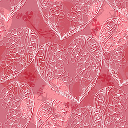 seamless pattern with floral doodle heart Vector Image