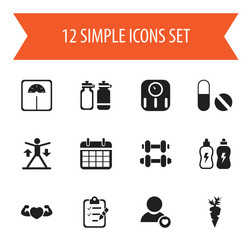 set of 12 editable exercise icons includes vector image