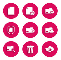 set unknown document folder trash can cloud vector image